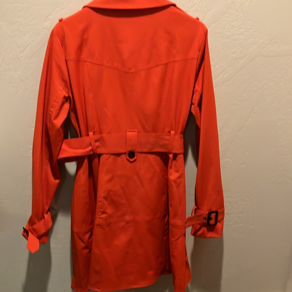 NWOT Worthington M/L Rain/Trench Coat Orange/Tan Satin Lined Nice - Picture 5 of 8